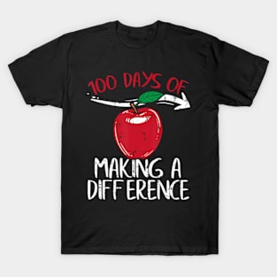 Days Of Difference Apple 100th Day School Teacher T-Shirt